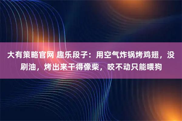 大有策略官网 趣乐段子：用空气炸锅烤鸡翅，没刷油，烤出来干得像柴，咬不动只能喂狗