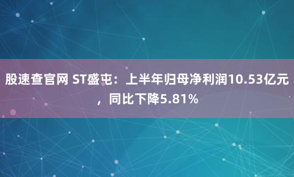 股速查官网 ST盛屯：上半年归母净利润10.53亿元，同比下降5.81%